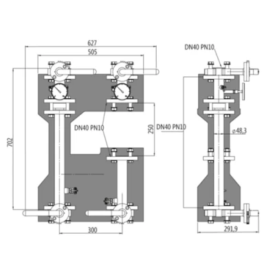 Насосная группа ELSEN POWERBOX 33 EFG40.010 фланцевая, без насоса, без смесителя, прямая, мощность - 211кВт, производительность - 151л/мин, корпус - латунь