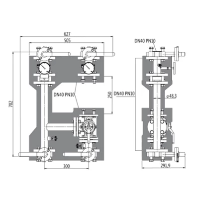 Насосная группа ELSEN POWERBOX 33 EFG40.020 фланцевая, без насоса, со смесителем, без сервопривода, мощность - 150кВт, производительность - 107л/мин, корпус - латунь