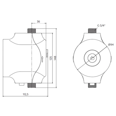 Насос циркуляционный ELSEN HBS24-12А для горячей воды, производительность - 23л/мин, корпус - латунь, напор - 12м, 24В, с настройкой температуры отключения насоса +38 °C