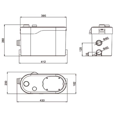 Установки канализационные ELSEN SaniJet EDW производительность - 117-125л/мин, корпус - пластик, напор - 8м, 220В