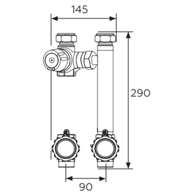 Насосная группа ELSEN SMARTBOX 2.0 EFG20.030 без насоса, со смесителем, мощность - 16.5кВт, производительность - 11л/мин, корпус - латунь, с термостатическим клапаном 25-55°C
