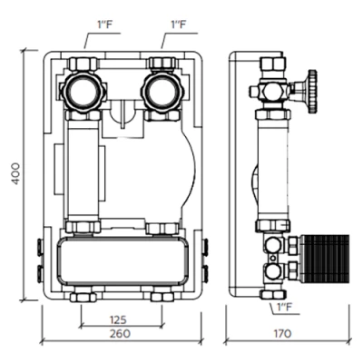 Насосная группа ELSEN SMARTBOX 3.5 EFG25.30 без насоса, с теплообменником на 30 пластин, мощность - 25кВт, производительность - 16л/мин, корпус - латунь