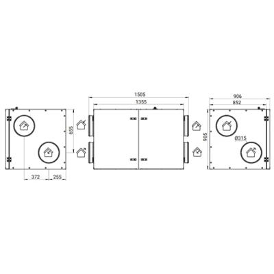Приточно-вытяжная установка Energolux Riviera GO R-EC HRE 1500 горизонтальная, производительность - до 1500м3/ч, тип нагревателя - электрический, 380В