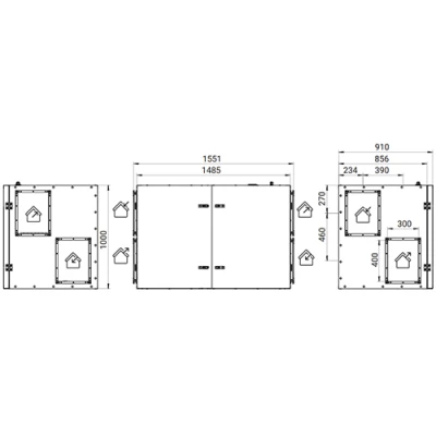 Приточно-вытяжная установка Energolux Riviera GO R-EC HRE 1700 горизонтальная, производительность - до 1700м3/ч, тип нагревателя - электрический, 380В
