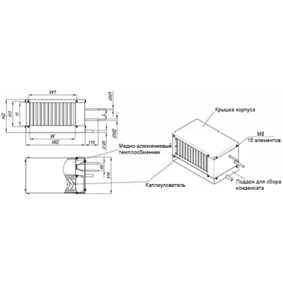 Воздухоохладители канальные Energolux SCRW водяные, корпус - оцинкованная сталь, мощность - 3.51-24.2кВт, производительность - 775-4850м3/час