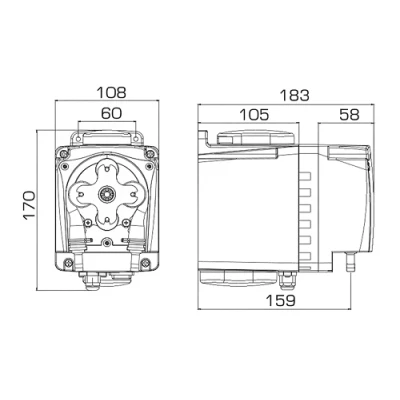 Насосы дозировочные перистальтические ETATRON BH3-V PER поверхностные, корпус - пластик, мощность - 20Вт, производительность - 100л/час, 220В