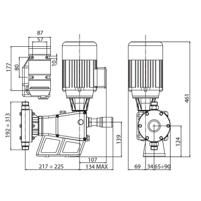 Насосы дозировочные мембранные ETATRON D BA поверхностные, корпус - алюминий, мощность - 0.25-0.37кВт, производительность - 79-535л/час, 220-380В, головка насоса - ПВХ