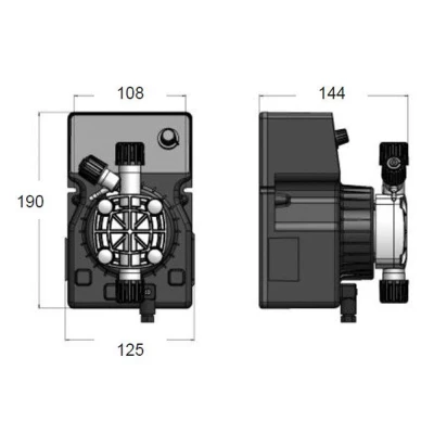 Насос дозировочный мембранный ETATRON DLX VFT/MBB 0507 поверхностный, корпус - пластик, мощность - 37Вт, производительность - 5л/час - 7бар, 6л/час - 5бар, 8л/час - 2бар, 220В, с управлением от внешнего импульсного сигнала