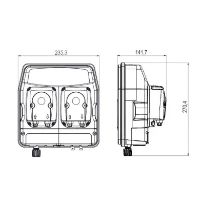 Насос дозировочный перистальтический ETATRON TWINPOOL (eTWIN) PER 0303 поверхностный, корпус - пластик, мощность - 30Вт, производительность - 3л/час, 220В