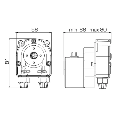 Насос дозировочный перистальтический ETATRON F PER 0201 поверхностный, корпус - пластик, мощность - 3.5Вт, производительность - 2.2л/час, 220В