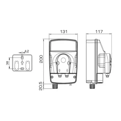 Насос дозировочный перистальтический ETATRON MYPOOL PH 0202 поверхностный, корпус - пластик, мощность - 15Вт, производительность - 2л/час, 220В, с датчиком уровня PH