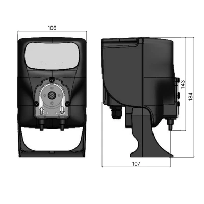 Насос дозировочный перистальтический ETATRON PK POOL RX поверхностный, корпус - пластик, мощность - 15Вт, производительность - 1,5л/час, 220В, с датчиком уровня RX