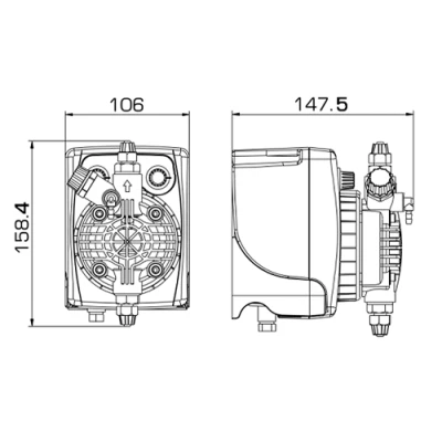 Насосы дозировочные мембранные ETATRON PKX-FT/A поверхностные, корпус - пластик, мощность - 32Вт, производительность - 1-10л/час, 220В, с управлением от внешнего импульсного сигнала