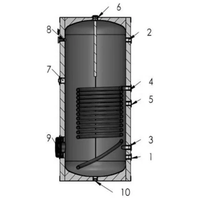 Бойлер косвенного нагрева ЭВАН WBT напольный, объем - 160л, мощность - 24кВт, корпус - эмалированная сталь, Tmax 110°C, подключение - боковое
