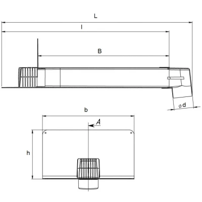 Воронка парапетная Fachmann VC-PVC 100x100 мм L=650мм для ПВХ-мембран, с горизонтальным угловым отводом и листвоуловителем, длина выпуска 650мм, серый