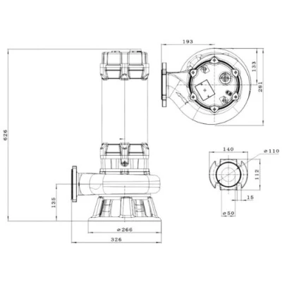 Насос фекальный FANCY WQV50/7.5 погружной, корпус - чугун, мощность - 7.5кВт, напор - 34м, производительность - 500л/мин, 380B