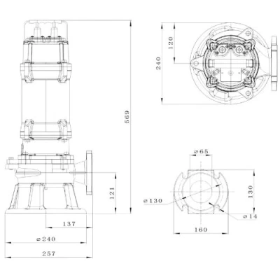 Насос фекальный FANCY WQV65/1.5 погружной, корпус - чугун, мощность - 1.5кВт, напор - 8м, производительность - 417л/мин, 380B