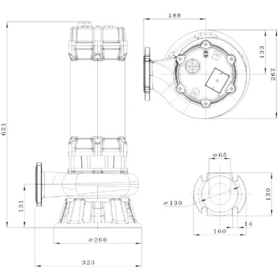 Насос фекальный FANCY WQV65/5.5 погружной, корпус - чугун, мощность - 5.5кВт, напор - 19м, производительность - 833л/мин, 380B