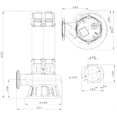 Насос фекальный FANCY WQV65/7.5 погружной, корпус - чугун, мощность - 7.5кВт, напор - 20м, производительность - 833л/мин, 380B