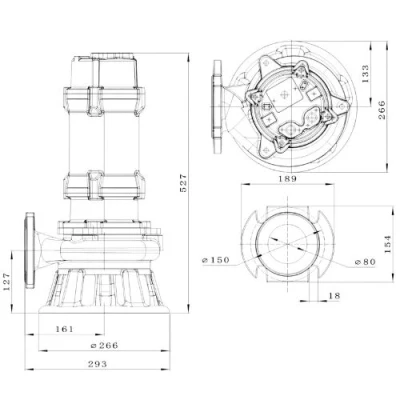 Насос фекальный FANCY WQV80/2.2 погружной, корпус - чугун, мощность - 2.2кВт, напор - 11м, производительность - 583л/мин, 380B