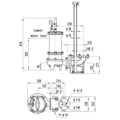 Насос фекальный FANCY 50WQB10-21-2.2/2 погружной, корпус - чугун, мощность - 2.2кВт, напор - 21м, производительность - 167л/мин, 380В