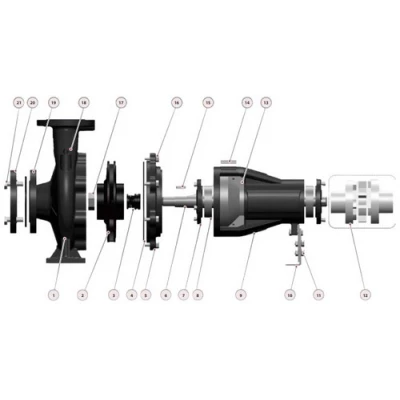 Насосная часть FANCY FS 80-315/550 поверхностная, корпус - чугун, мощность - 55кВт, напор - 91м, производительность - 2400л/мин, 380В