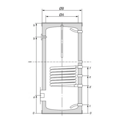 Бойлер косвенного нагрева GEKON BO1 INOX напольный, объем - 500л, мощность - 60кВт, корпус - нержавеющая сталь, Tmax 95°С, с рециркуляцией