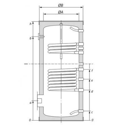 Бойлер косвенного нагрева GEKON BO2 INOX напольный, объем - 200л, мощность - 30кВт, корпус - нержавеющая сталь, Tmax 95°С, с рециркуляцией