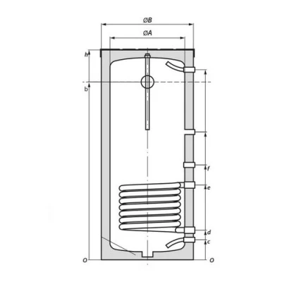 Бойлер косвенного нагрева GEKON BW INOX настенный объем - 100л, мощность - 15кВт, корпус - нержавеющая сталь, Tmax 95°С, с рециркуляцией, подключение слева