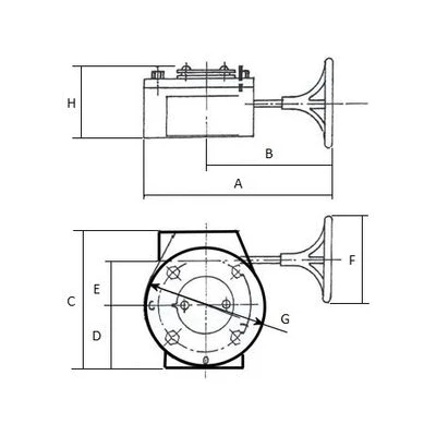 Редуктор четвертьоборотный Genebre 5977A, для дисковых поворотных затворов DN300-350, корпус - чугун GG25, ISO5211 - F12, 22х22мм