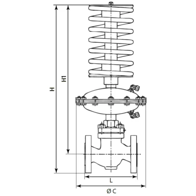 Регулятор давления АДЛ Гранрег КАТ33 Ду100 Ру16 Kvs125 фланцевый, корпус - серый чугун СЧ25, уплотнение - EPDM, диапазон настройки - 0.8-3.2бар