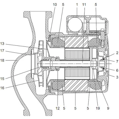 Насос циркуляционный Grundfos UPS 25-40 180 поверхностный, корпус - чугун, мощность - 0.045кВт, напор - 4м, производительность - 49л/мин, 220В, без гаек
