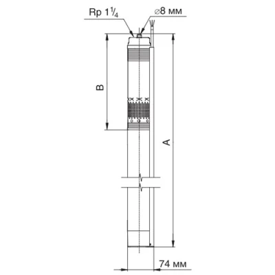 Насос скважинный Grundfos SQE 1-125 погружной, корпус - нержавеющая сталь, мощность - 1.55кВт, напор - 1м, производительность - 2083л/мин, 220В