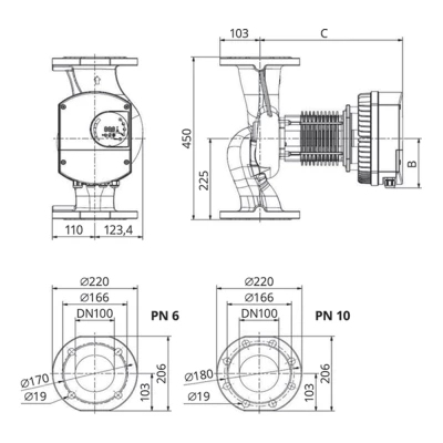 Насос циркуляционный IMP PUMPS NMT MAX II U 100/180 F450 PN10 поверхностный, корпус - чугун, мощность - 1.55кВт, напор - 18.7м, производительность - 1203л/мин, 220В, с встроенным U-модулем связи