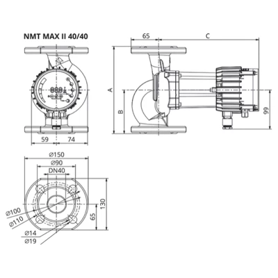 Насос циркуляционный IMP PUMPS NMT SAN MAX II U 40/180 F250 поверхностный, корпус - нержавеющая сталь, мощность - 0.68кВт, напор - 16.8м, производительность - 427л/мин, 220В, для подачи питьевой воды, с встроенным U-модулем связи