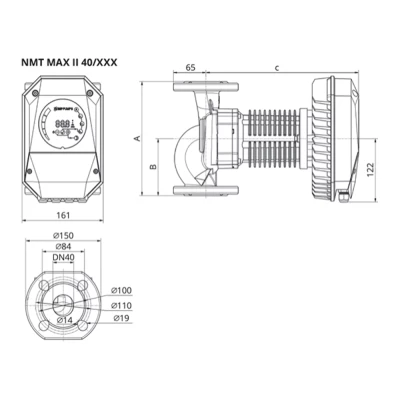 Насос циркуляционный IMP PUMPS NMT MAX II U 40/180 F250 поверхностный, корпус - чугун, мощность - 0.68кВт, напор - 16.8м, производительность - 427л/мин, 220В, с встроенным U-модулем связи