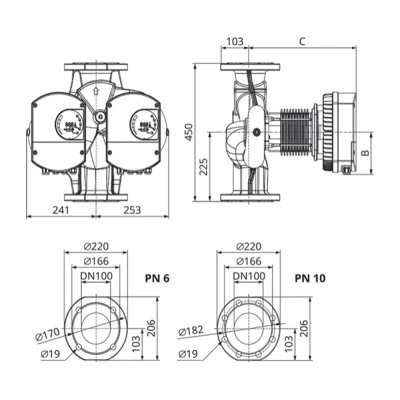 Насос циркуляционный IMP PUMPS NMTD MAX II U 100/180 F450 PN10 поверхностный, корпус - чугун, мощность - 1.55кВт, напор - 18.7м, производительность - 1203л/мин, 220В, с встроенным U-модулем связи