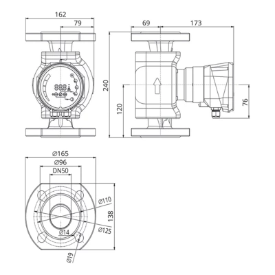 Насос циркуляционный IMP PUMPS NMT SMART II U 50/120-F240 поверхностный, корпус - чугун, мощность - 0.16кВт, напор - 11.2м, производительность - 183л/мин, 220В, с встроенным U-модулем связи
