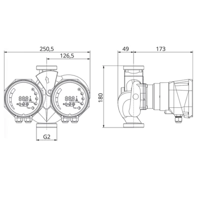 Насос циркуляционный IMP PUMPS NMTD SMART II U 32/120-180 поверхностный, корпус - чугун, мощность - 0.16кВт, напор - 11.2м, производительность - 183л/мин, 220В, с встроенным U-модулем связи