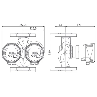 Насосы циркуляционные IMP PUMPS NMTD SMART II поверхностные, корпус - чугун, мощность - 0.7-1.6кВт, напор - 4-11.2м, производительность - 133-183л/мин, 220В 2-ой эскиз