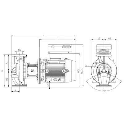 Насос циркуляционный IMP PUMPS ECL 50-140/4/1.5K/L/D/2TT поверхностный, корпус - чугун, мощность - 1.5кВт, напор - 14.7м, производительность - 506.67л/мин, 220/380В
