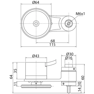 Энкодеры инкрементальные INNOCONT EIM40 Ду40 с мерным колесом - 200мм, материал корпуса - алюминий, контактная поверхность - резина, разрешение - 1имп/0.5-1мм, напряжение - 5-30В, выход - HTL, IP64, тангенциальный кабель - 2м