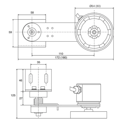 Энкодеры инкрементальные INNOCONT EIM50 Ду50 с мерным колесом - 200-250мм, материал корпуса - алюминий, контактная поверхность - нитрильный каучук/резина, разрешение - 1имп/0.5-1мм, напряжение - 5-30В, выход - HTL, IP64, радиальный кабель - 2м