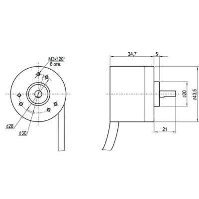 Энкодеры инкрементальные INNOCONT EIP 40BO 6630 Ду40 выступающий вал - 6мм, материал корпуса - алюминий, разрешение - 10-65536имп/об, напряжение - 5-30В, выход - TTL/HTL с инверсией, IP65, тангенциальный кабель - 2м