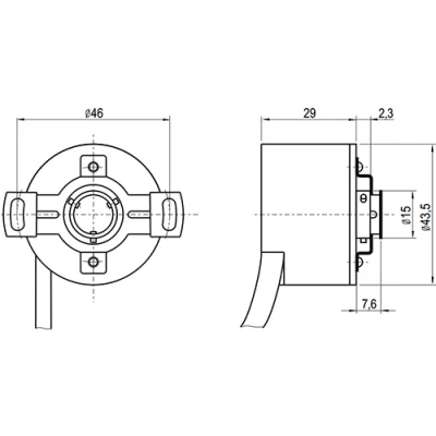 Энкодеры инкрементальные INNOCONT EIP 40HO 10630 Ду40 полый вал - 10мм, материал корпуса - алюминий, разрешение - 2-10000имп/об, напряжение - 5-30В, выход - TTL/HTL с инверсией, IP65, тангенциальный кабель - 2м