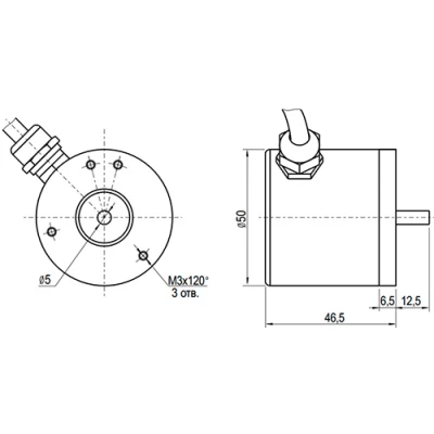 Энкодеры инкрементальные INNOCONT EIP 50SO 6630 Ду50 выступающий вал - 6мм, сервофланец, материал корпуса - алюминий, разрешение - 100-5000имп/об, напряжение - 5-30В, выход - TTL/HTL с инверсией, IP65, радиальный кабель - 2м