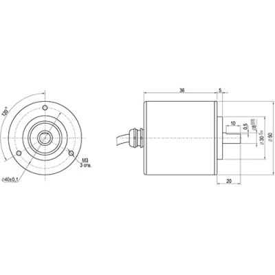 Энкодеры инкрементальные INNOCONT ESI-S50-8 Ду50 выступающий вал - 8мм, материал корпуса - сталь, разрешение - 100-5000имп/об, напряжение - 5/24В, выход - TTL/HTL, IP54, аксиальный кабель - 2м