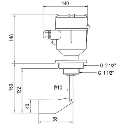 Датчик уровня ротационный INNOLEVEL IL-LAA-N-Ex Ру0.8, 220 VAC, IP66, лопасть 40х98мм, скорость вращения - 1об/мин, резьба 1 1/2″ с переходом на 2 1/2″, удлинение - 150мм, взрывозащищенный