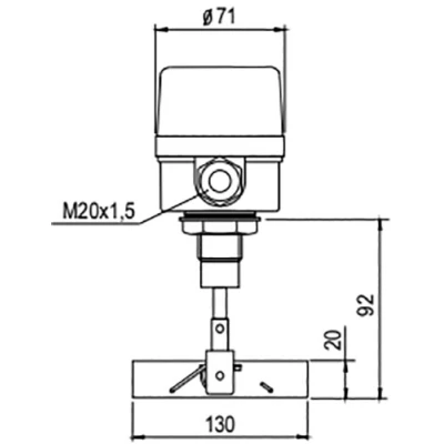 Датчик уровня ротационный INNOLEVEL IL-MES Ру0.8, 24 VDC, IP65, лопасть складная двухсторонняя 20х130мм, скорость вращения - 1об/мин, резьба 3/4″, контргайка, удлинение - 90мм