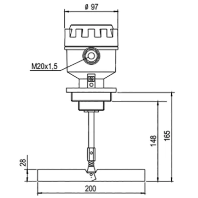 Датчик уровня ротационный INNOLEVEL IL-LES-N Ру0.8, 24 VDC, IP65, лопасть складная двусторонняя 28х200мм, скорость вращения - 1об/мин, резьба 1 1/2″ с переходом на 2 1/2″, удлинение - 165мм, 1 гермоввод
